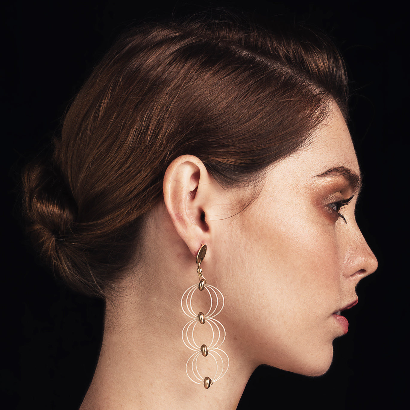 ONDA Earrings Wire 925 Sterling Silver Gold color acrylic Beads. Magnetic Clasp. Gold Filled pieces.