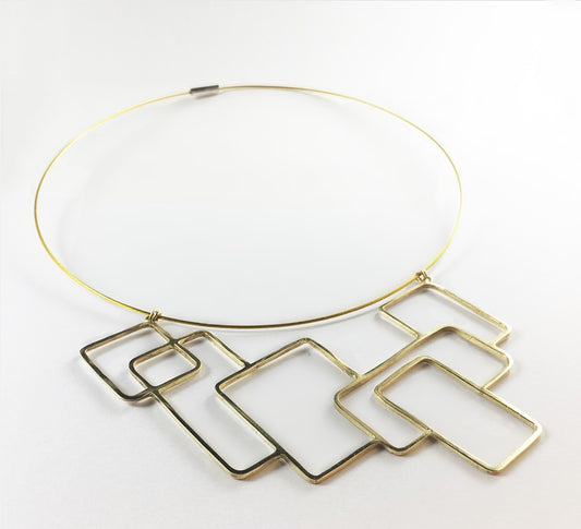 Bauhaus Necklace silver golden plated